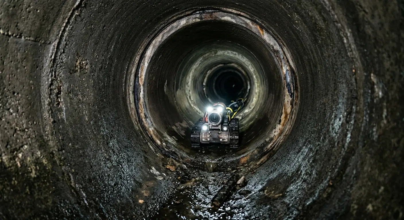 Robotic sewer camera inspecting pipe interior for Sewer Line Cleaning in Stansbury Park
